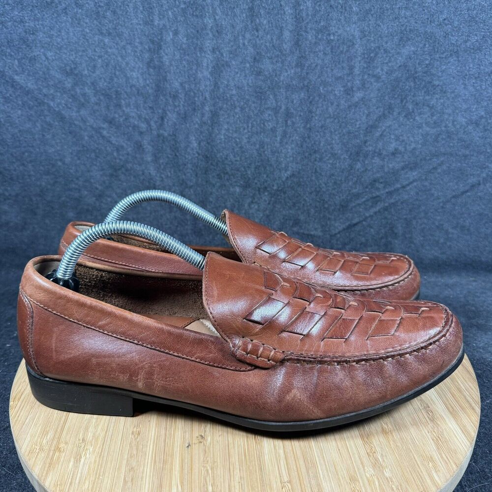 Johnston & Murphy Cresswell Loafers Mens Size 11 M Brown Weave Leather‎ Shoes